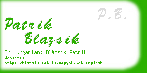 patrik blazsik business card